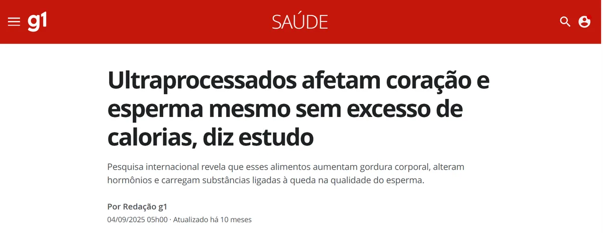 Matéria G1 sobre ultraprocessados