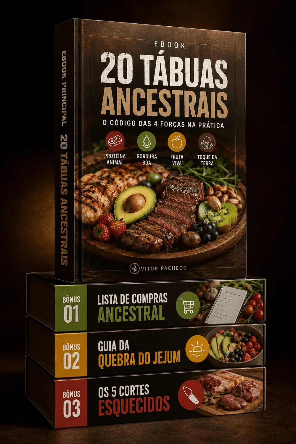 Mockup dos 4 produtos empilhados